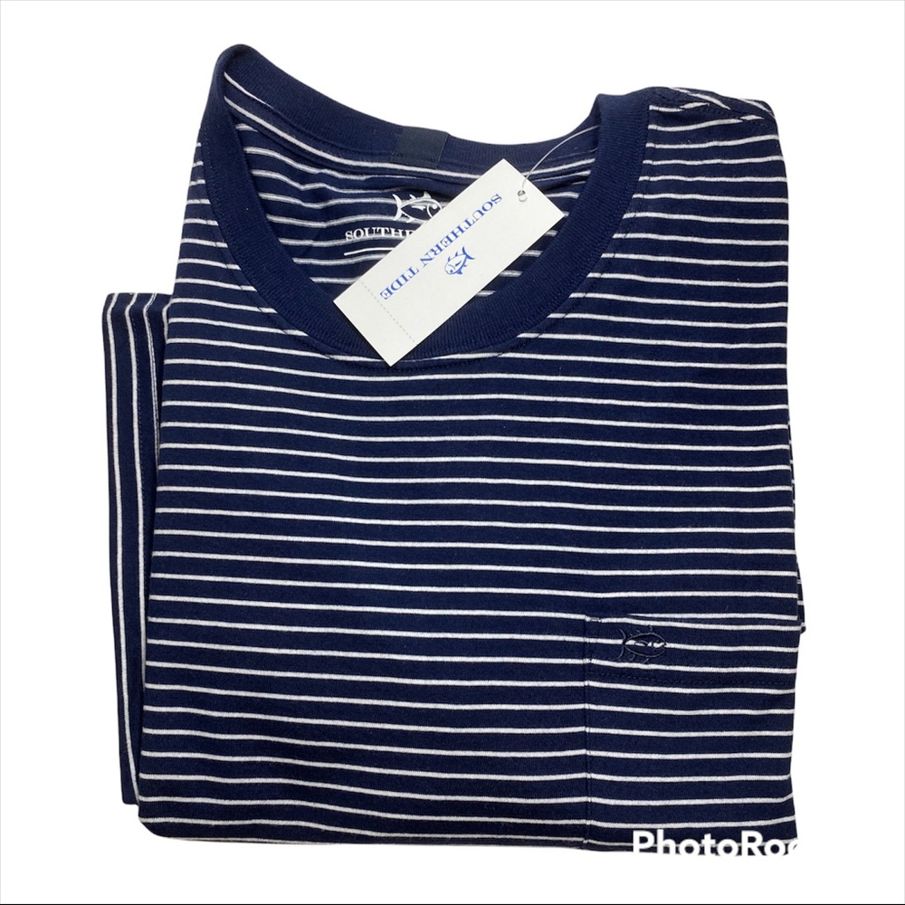 SOUTHERN TIDE S/S STRIPE POCKET TEE.NAVY.NWT.MSRP$44.00